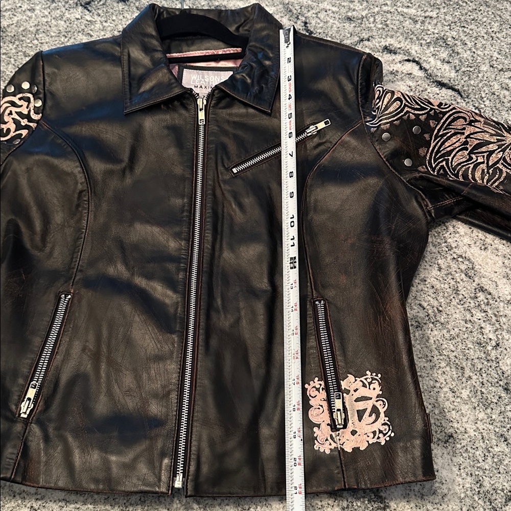 Wilsons Leather Black Jacket with Pink Accents - Picture 10 of 10